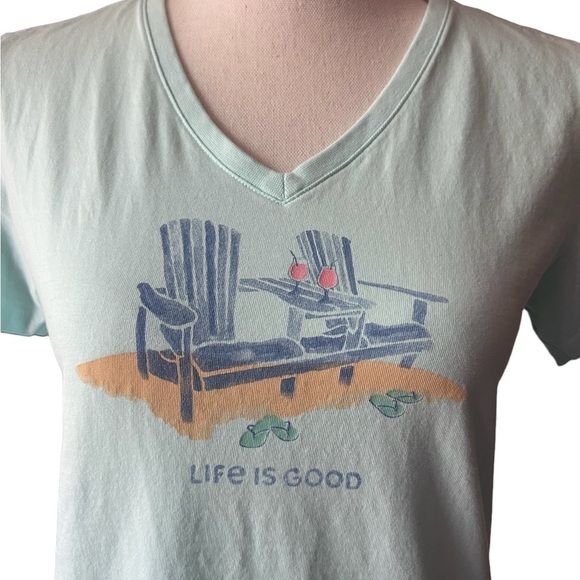 LIFE IS GOOD WOMENS NECK MINT GREEN SHORT SLEEVE CRUSHER TEE SIZE SMALL - Picture 2 of 10